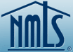 A blue and white logo of nmls